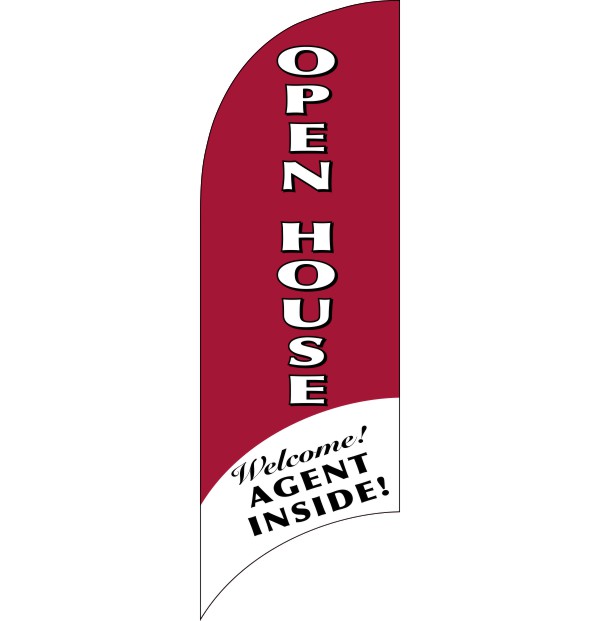 Independent real estate open house agent inside feather flag only, 7-foot red