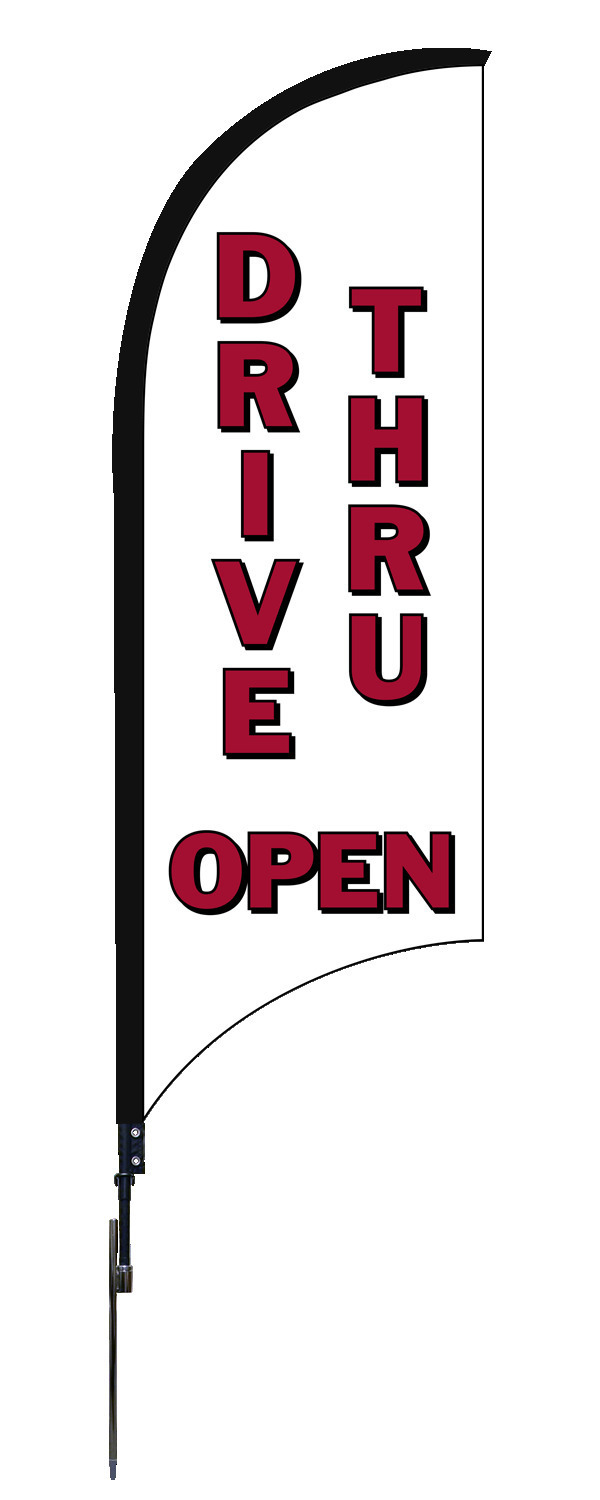 Independent 9FT Health & Safety Feather Flag Unit - Drive Thru Open