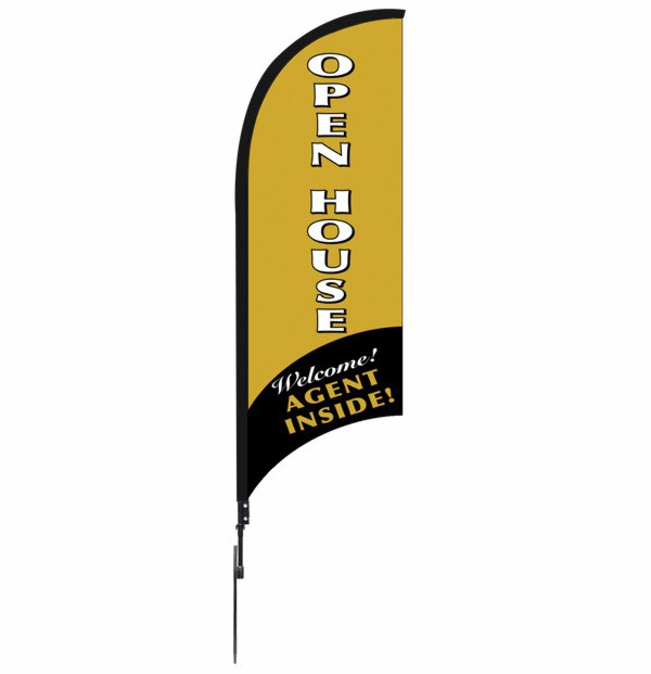 Independent real estate open house feather flag unit, 9-foot gold
