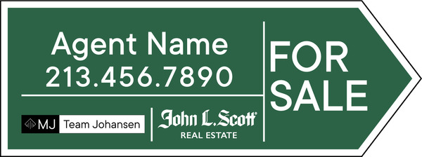 Directional  Agent Name W/ Team Logo For Sale Sign Panel, 9"H X 24"W, 4mm Corrugated Plastic