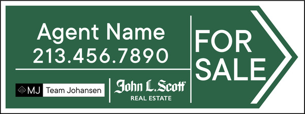 Directional  Agent Name W/ Team Logo For Sale Sign Panel, 9"H X 24"W, 4mm Corrugated Plastic