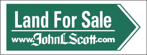 John L. Scott Directional  Land For Sale Sign Panel, 4mm Corrugated Plastic 9"h x 24"w