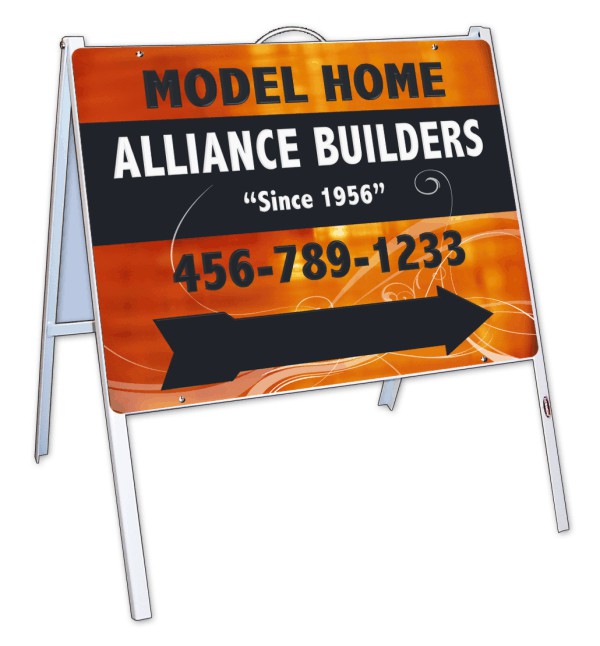 Job Site and Builders A-Frame Sign Unit, Polyethylene 18"h x 24"w, White