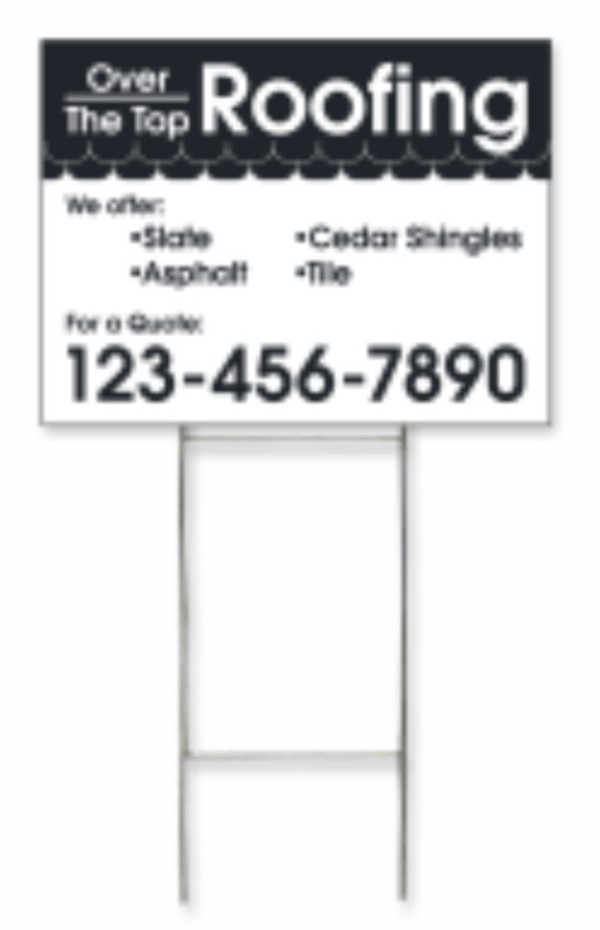 Job Site and Builders Site sign S1 wire h frame stake and panel unit, 4mm corrugated plastic, double face, 18"h x 24"w