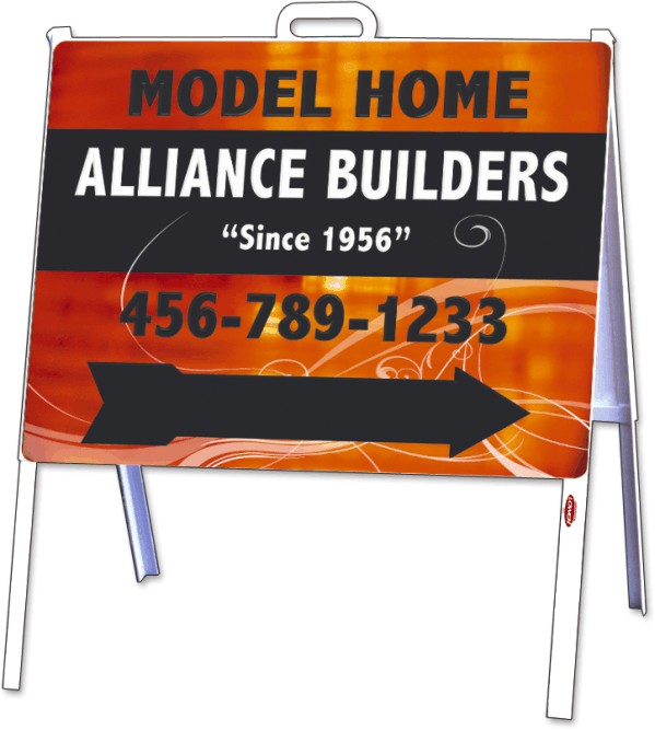 Job Site and Builders A-Frame Sign Unit, Steel 18"h x 24"w, White