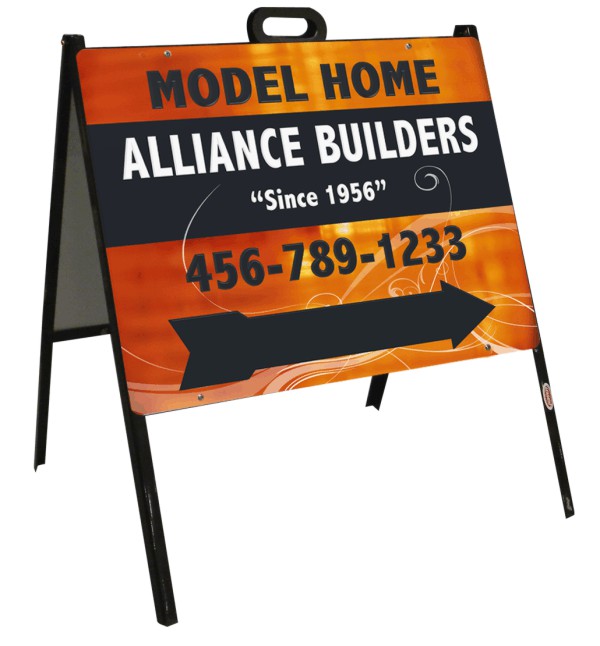 Job Site and Builders A-Frame Sign Unit, Steel 18"h x 24"w, Black