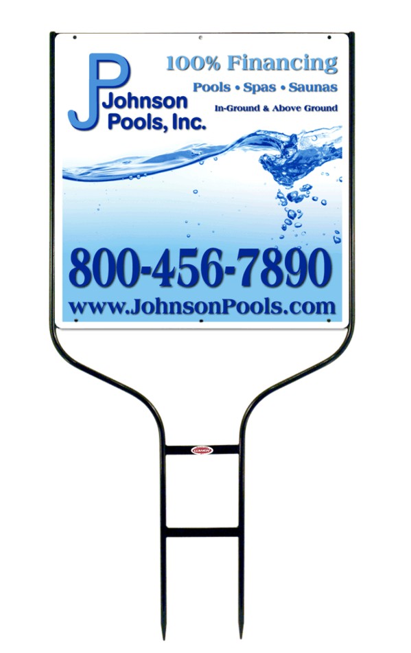 Job Site and Builders Round Rod Frame and Panel Sign Unit, 24"h x 24"w, Black