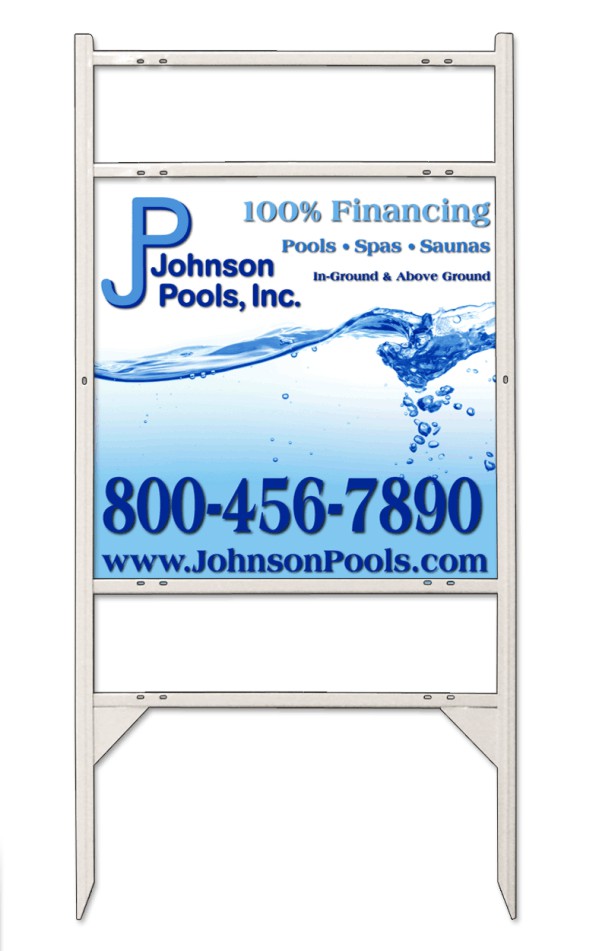 Job Site and Builders Angle Iron Frame and Panel Unit with 2 rider inserts, 24"h x 24"w, White