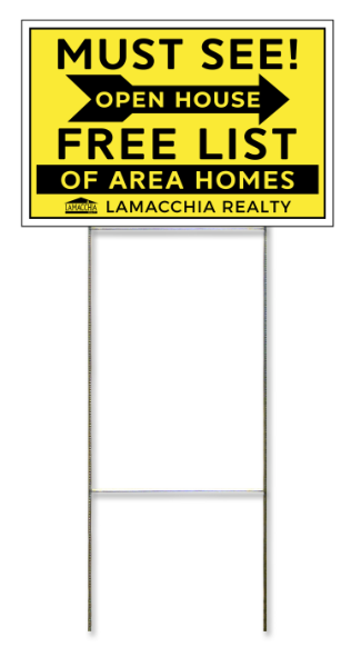 Lamacchia Agents Wire Stake and Open House Panel Unit, 12"h x 18"w, 4mm Corrugated Plastic