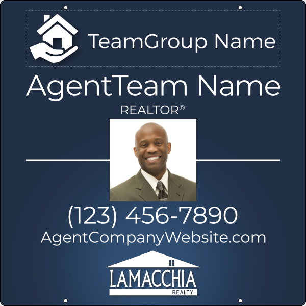 Lamacchia Agents Reflective Agent Team Group Name Photo w/ Logo Hanging Sign Panel, 30"h x 30"w, 3mm Aluminum Composite