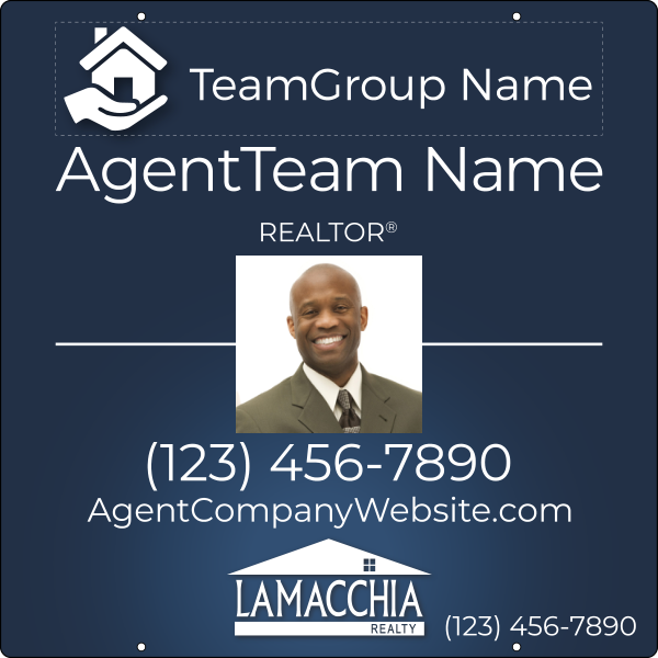Lamacchia Agents Agent Team Group Name Photo w/ Logo Office Name Hanging Sign Panel, 30"h x 30"w, 3mm Aluminum Composite