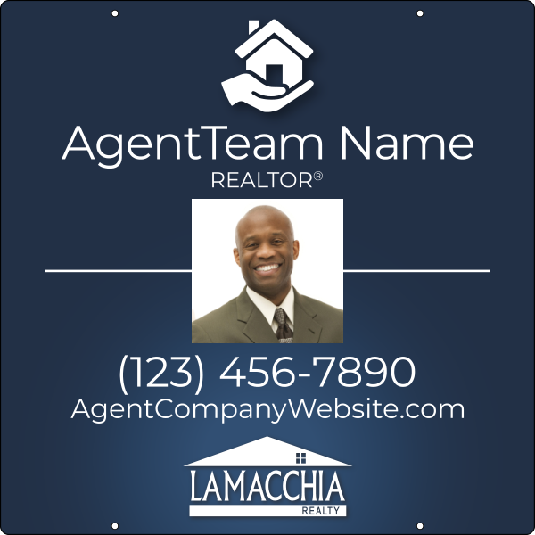 Lamacchia Agents Reflective Agent Photo Team Name w/ Logo Hanging Sign Panel, 30"h x 30"w, 3mm Aluminum Composite