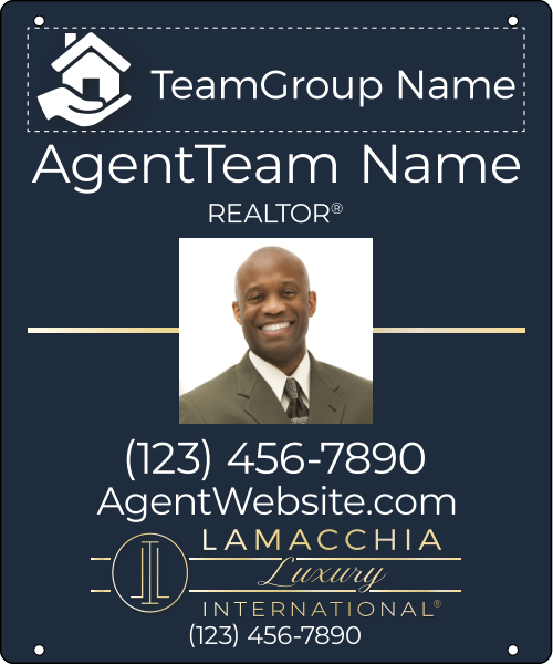 Lamacchia Agents Luxury Agent Team Group Name Photo w/ Logo Office Name Hanging Sign Panel, 24"h x 20"w, 3mm Aluminum Composite