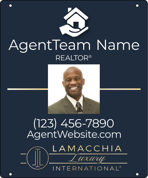 Lamacchia Agents Luxury Agent Photo Team Name w/ Logo Hanging Sign Panel, 24"h x 20"w, 3mm Aluminum Composite
