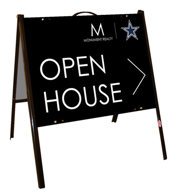 Monument Realty Angle Iron Frame and Open House w/ Star Sign Panel Unit, 18"h x 24"w, Poly