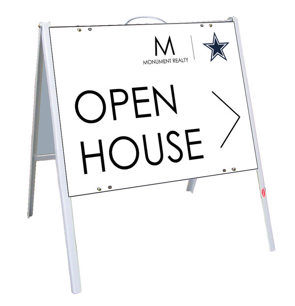 Monument Realty Angle Iron Frame and Open House w/ Star Sign Panel Unit, 18"h x 24"w, Poly