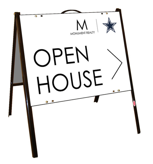 Monument Realty Angle Iron Frame and Open House w/ Star Sign Panel Unit, 18"h x 24"w, Poly