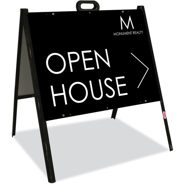 Monument Realty Angle Iron A-Frame and Open House Sign Panel Unit, 18"h x 24"w, Steel