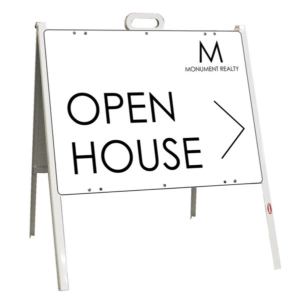 Monument Realty Angle Iron A-Frame and Open House Sign Panel Unit, 18"h x 24"w, Steel