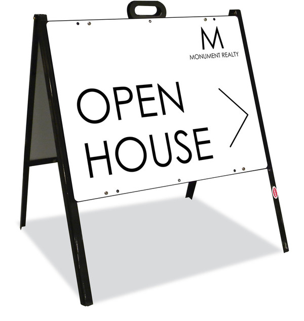 Monument Realty Angle Iron A-Frame and Open House Sign Panel Unit, 18"h x 24"w, Steel