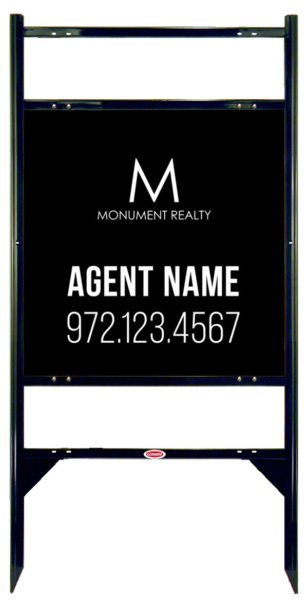 Angle Iron Frame W/ 2 Rider Inserts And Agent Name Sign Panel Unit, 24"H X 24"W, Steel