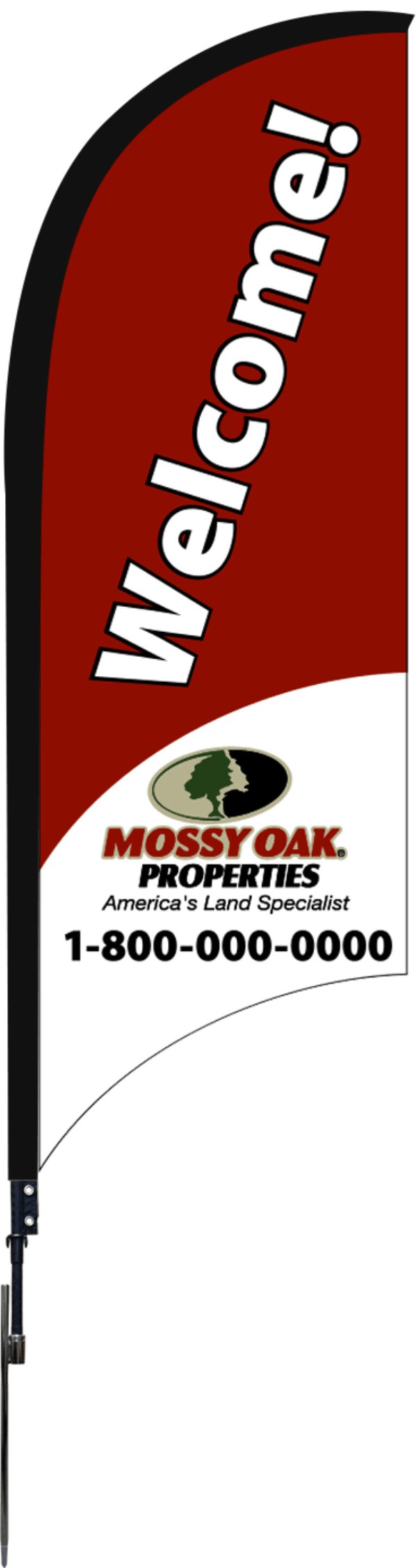Mossy Oak real estate custom feather flag unit, 9-foot