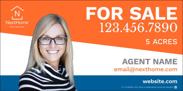 NextHome Commercial Agent Sign Panel (DF), 48"h x 96"w, 6mm Alumalite