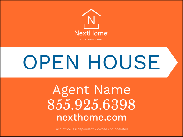 Directional Agent Open House Sign Panel, Corrugated 4mm, 18"H X 24"W