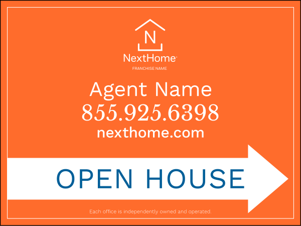 Directional Open House Sign Panel, Corrugated 4mm, 18"H X 24"W