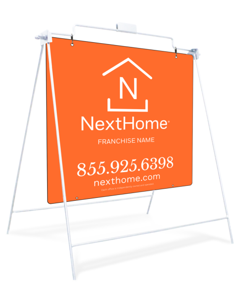 White Swinging A-Frame And Sign Panel Unit, 24"H X 24"W, Pvc