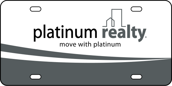 Platinum Realty License Plates Sign Panel, 6"h x 12"w, Gray Design
