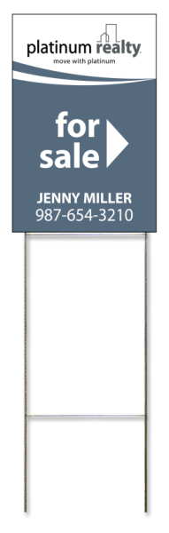 Wire Stake And For Sale Agent Sign Panel, Corrugated 4mm, 18"H X 12"W