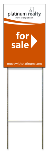Platinum Realty Wire Stake and For Sale Sign Panel, Corrugated 4mm, 18"h x 12"w