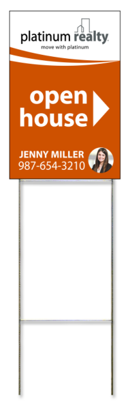 Wire Stake And Open House Agent Photo Sign Panel, Corrugated 4mm, 18"H X 12"W