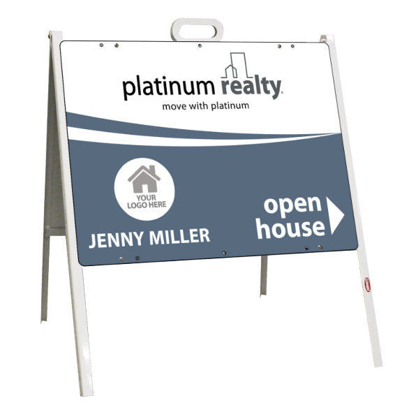 Open House A-Frame And Team Logo Sign Panel Unit, 18"H X 24"W, Steel