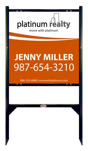 Reflective Angle Iron Frame With One Rider Insert And Sign Panel Unit, 24"H X 24W