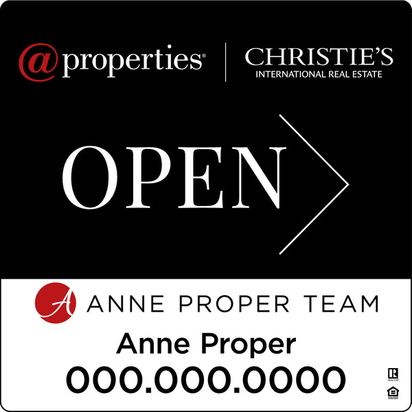 @properties Replacement Agent Name Open w/ Logo Sign Panel, 20"h x 20", 3MM Aluminum Composite