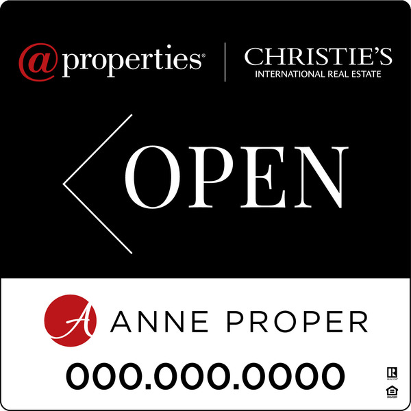 @properties Replacement Open w/ Logo & Phone Sign Panel, 20"h x 20", 3MM Aluminum Composite