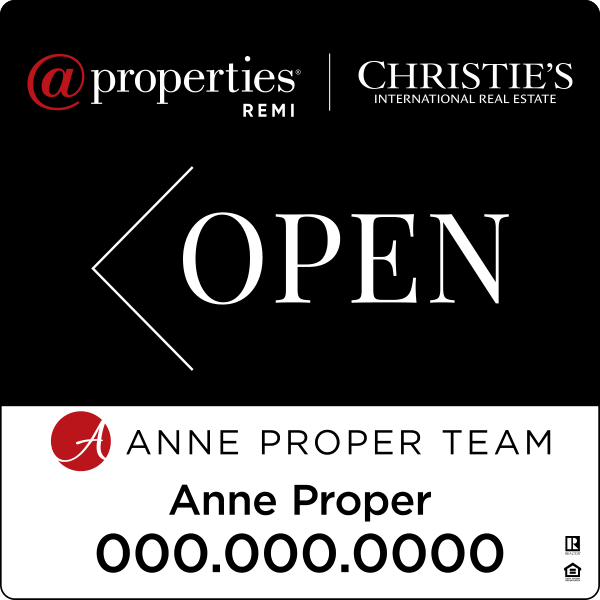 @properties Replacement Agent Name Open w/ Logo Sign Panel, 20"h x 20", 3MM Aluminum Composite