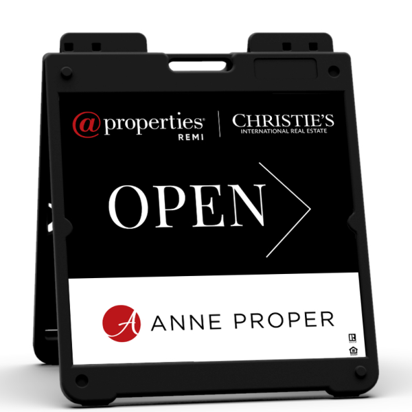 @properties Heavy Duty Plastic A-Frame and Open w/ Logo Sign Panel Unit, 20"h x 20"w, Aluminum Composite