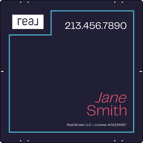 Agent Name Sign Panel, Df, 24"H X 24"W, 3mm Aluminum Composite