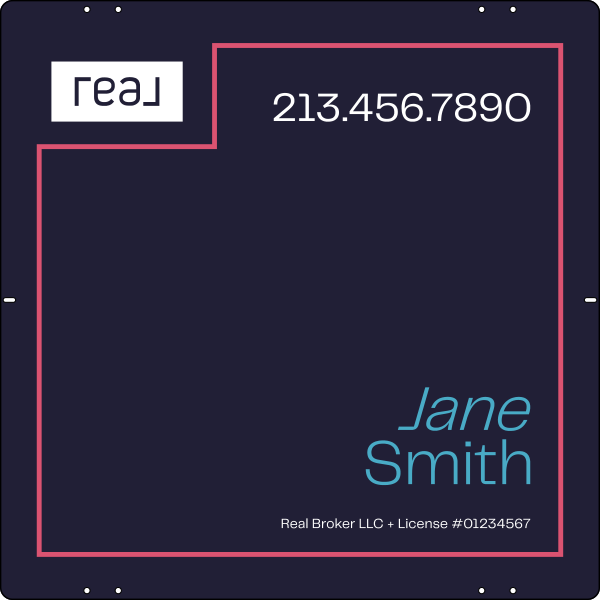 Hanging Agent Name Sign Panel, 24"H X 24"W, 3mm Aluminum Composite