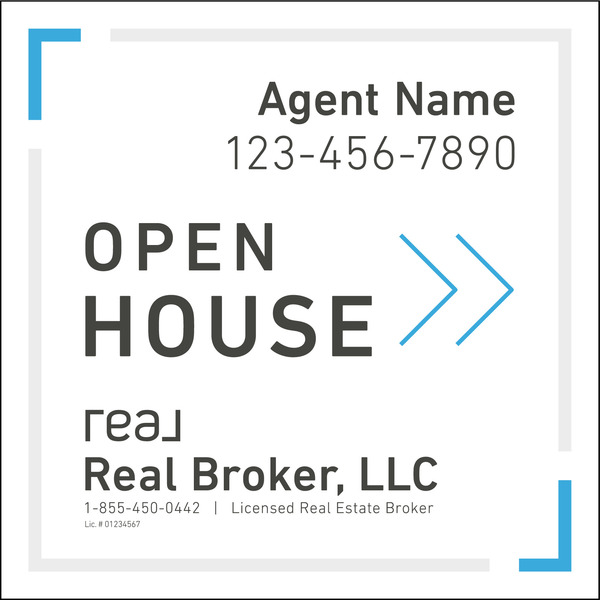Directional Agent Open House Sign Panel, 24"H X 24"W, 4mm Corrugated