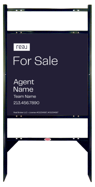 Angle Iron Frame With Two Rider Inserts And For Sale Agent Name Sign Panel Unit, 24"H X 24"W