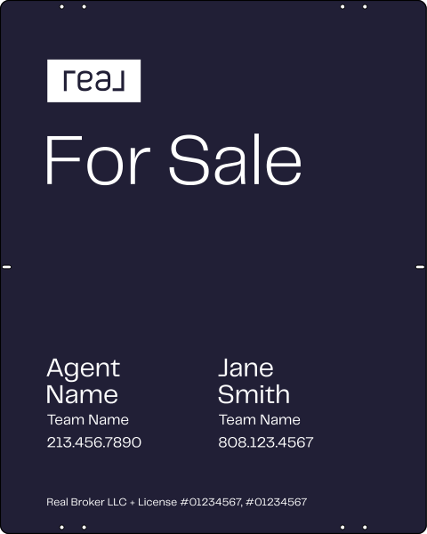 For Sale Agent Name Sign Panel, 30"H X 24"W, Steel