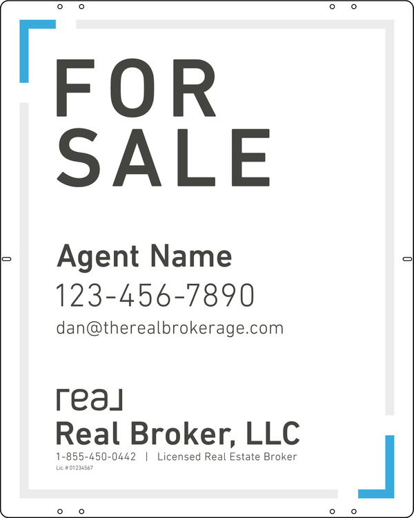 Agent Name Sign Panel, 30"H X 24"W, Steel