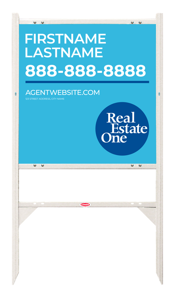 Reflective Angle Iron Frame W/ 1 Rider Inserts And Agent Name Sign Panel Unit, 24"H X 24"W, .040 Aluminum