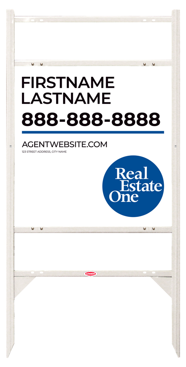 Reflective Angle Iron Frame W/ 2 Rider Inserts And Agent Name Sign Panel Unit, 24"H X 24"W, .040 Aluminum