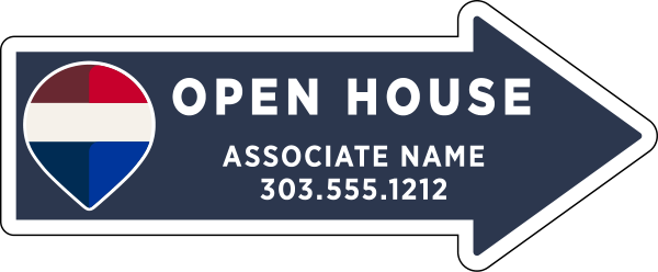 Directional  Arrow Shape Open House Associate Name Sign Panel, 9.5"H X 23"W