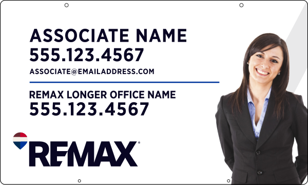 RE/MAX Associate Name w/ Cut Out Photo Hanging Sign Panel, 18"h x 30"w, Steel
